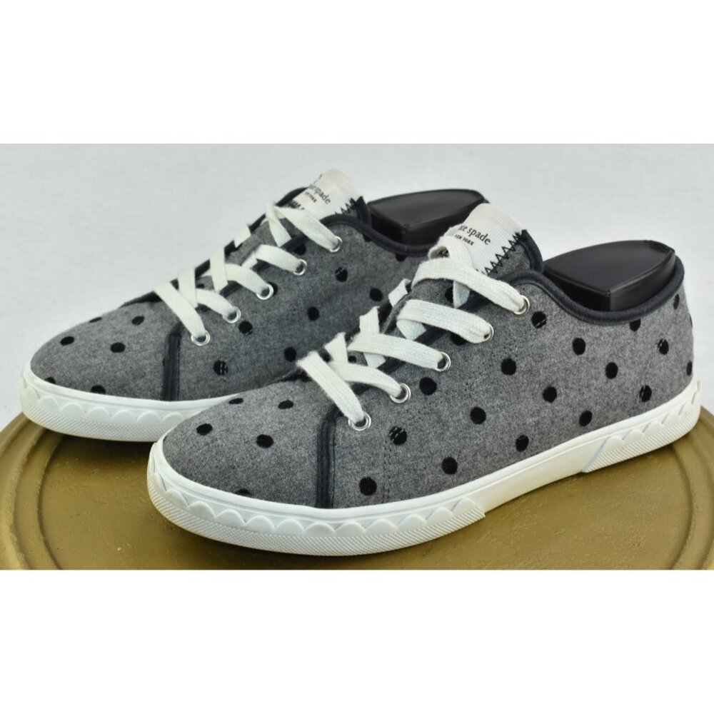 Kate‎ Spade Vale Women's Shoes Size 7 B Gray Black Polka Dot Low Top Sneakers